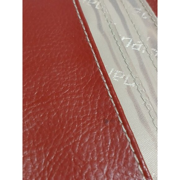 Tignanello Genuine Leather Red Trifold Wallet With Snap Closure & Silver Logo - Picture 14 of 16